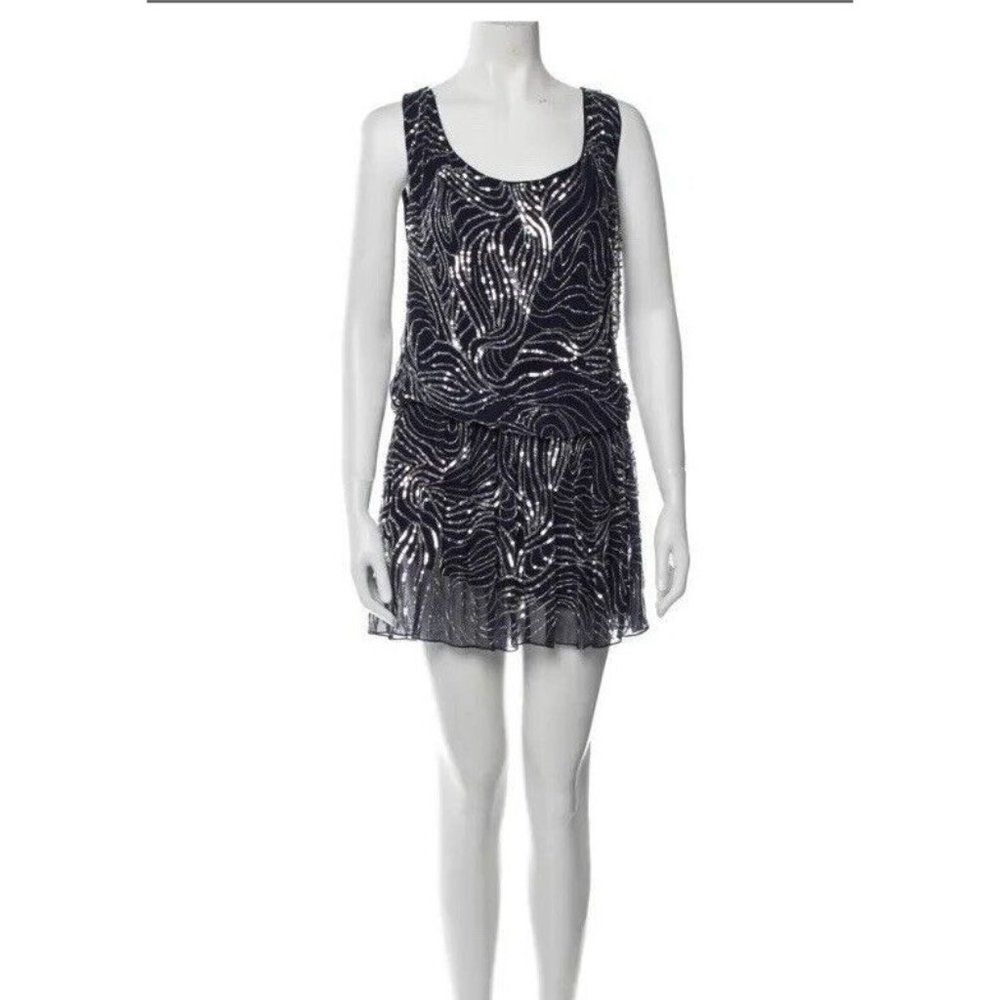 Alice + Olivia NWT Navy 100% Silk Mini Dress size 8